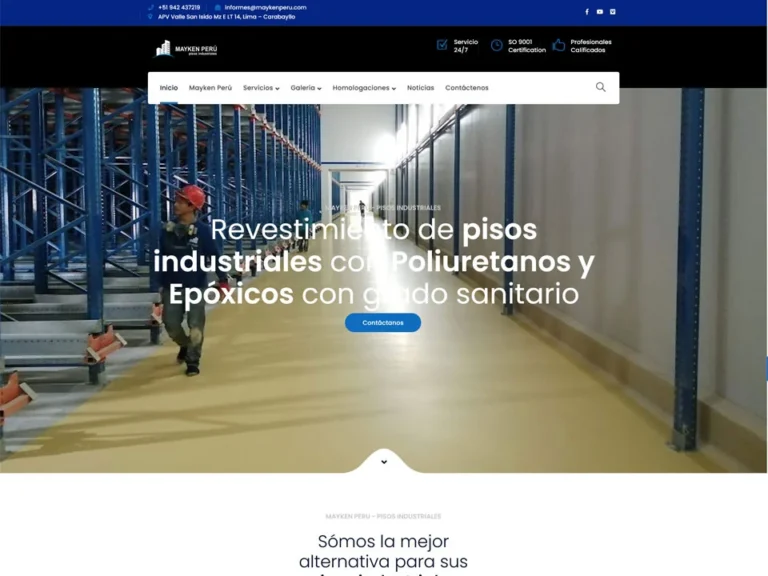Diseño web Mayken Perú – Pisos industriales en Lima